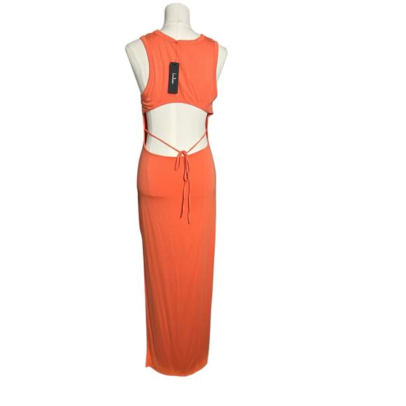 Lulus Orange Maxi Dress Casual Stretchy NWT DD5529 Large Tank Summer long - Picture 4 of 7